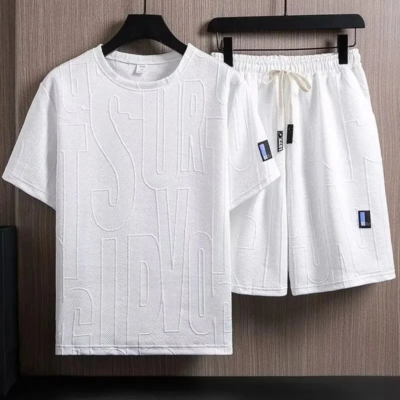Casual Summer American Sports Wear Set for Men Short Sleeve T-Shirt And Shorts Two-Piece Suit Teenage Boy Fashion Outfit - Ellianto fashion Men's