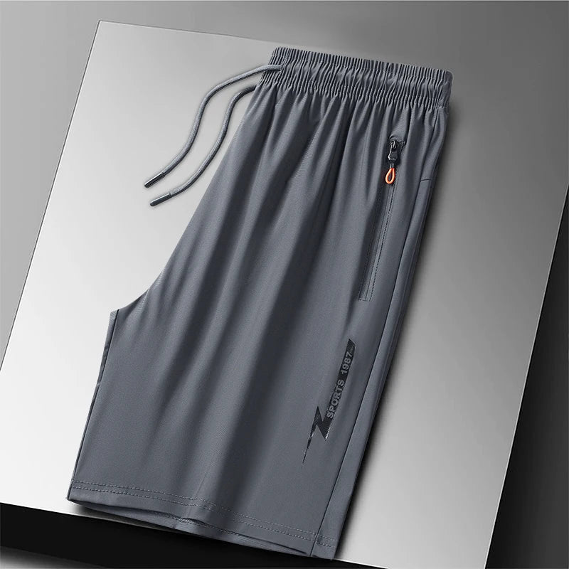 Plus Size Sport Shorts 8XL Track Shorts Running Shorts Breathable Ice Silk Man Quick Dry Outdoor Drawstring with Zipper Pocket - Ellianto fashion Men's