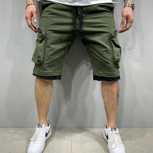 Mens Summer Cargo Shorts Cotton Workout Fitness Shorts Breathable Jogger Training Gyms Bodybuilding Multi Pocket Yellow Shorts - Ellianto fashion Men's