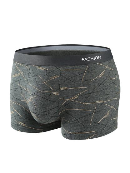 4pcs men's underwear, comfortable, soft and fashionable daily line print intimate boxer briefs, sporty and breathable boxers - Ellianto fashion Men's