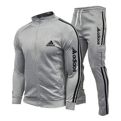 2025 New Men's Zipper Tracksuit Set Sweatshirt and Sweatpants Sports Suit Running Fitness Clothing - Ellianto fashion Men's