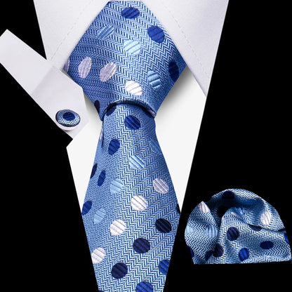Tie Men Business Necktie Set Classic Plaid Cufflinks Handkerchief For Suit Wedding High Quality 3pcs Ties Sets Formal Gravata - Ellianto fashion Men's
