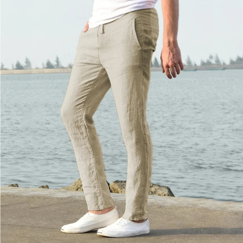 Men's Cotton Linen Pants Joggers Sweatpants Streetwear Breathable Solid Color Linen Trousers Vacation Summer Loose Pants S-5XL - Ellianto fashion Men's