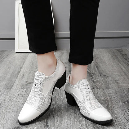 Men Formal Shoes High Heels Business Dress Shoes Male Oxfords Pointed Toe Formal Shoe for Man Luxury Wedding Party Leather Shoe - Ellianto fashion Men's