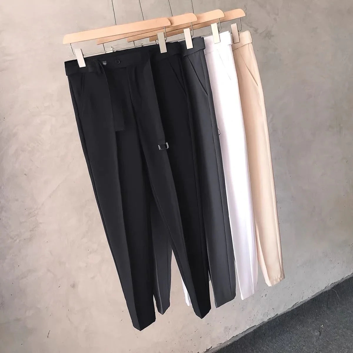 Draped Office Trousers For Men Fluid White Man Suits Pants Work Summer 2024 Chinese Homme Clothing Premium Stylish Formal 2025 trend - Ellianto fashion Men's