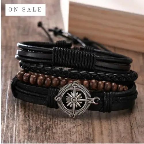 06 2025 Leather Braided Bracelet For Men - Ellianto fashion Men's