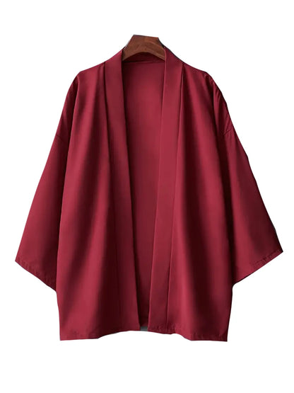 Kimono Men Cloak Kimono Para Hombre Black Coat White Cloak Beach Shirt Summer Haori Men Unisex Samurai Clothing Japanese Men - Ellianto fashion Men's