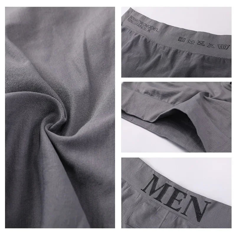 3Pcs/Lot Men's Panties Underwear Boxers Breathable Man Boxer Solid Underpants Comfortable Male Brand Shorts Black Blue Underwear - Ellianto fashion Men's
