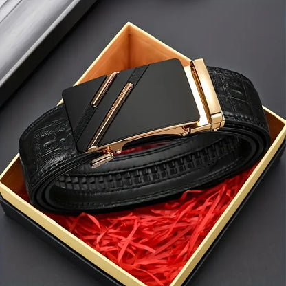 Men belt Leather Belt Metal Alloy Automatic Buckle Brand Luxury Design Waist Belts for Men Strap Male - Ellianto fashion Men's