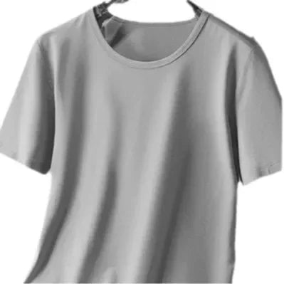 Summer Modal Ice Silk Thin Short Sleeve Men's T-shirt Pure Color Half Sleeve Base Shirt Hot Sale Of The Season Body Fit Tee Crew - Ellianto fashion Men's