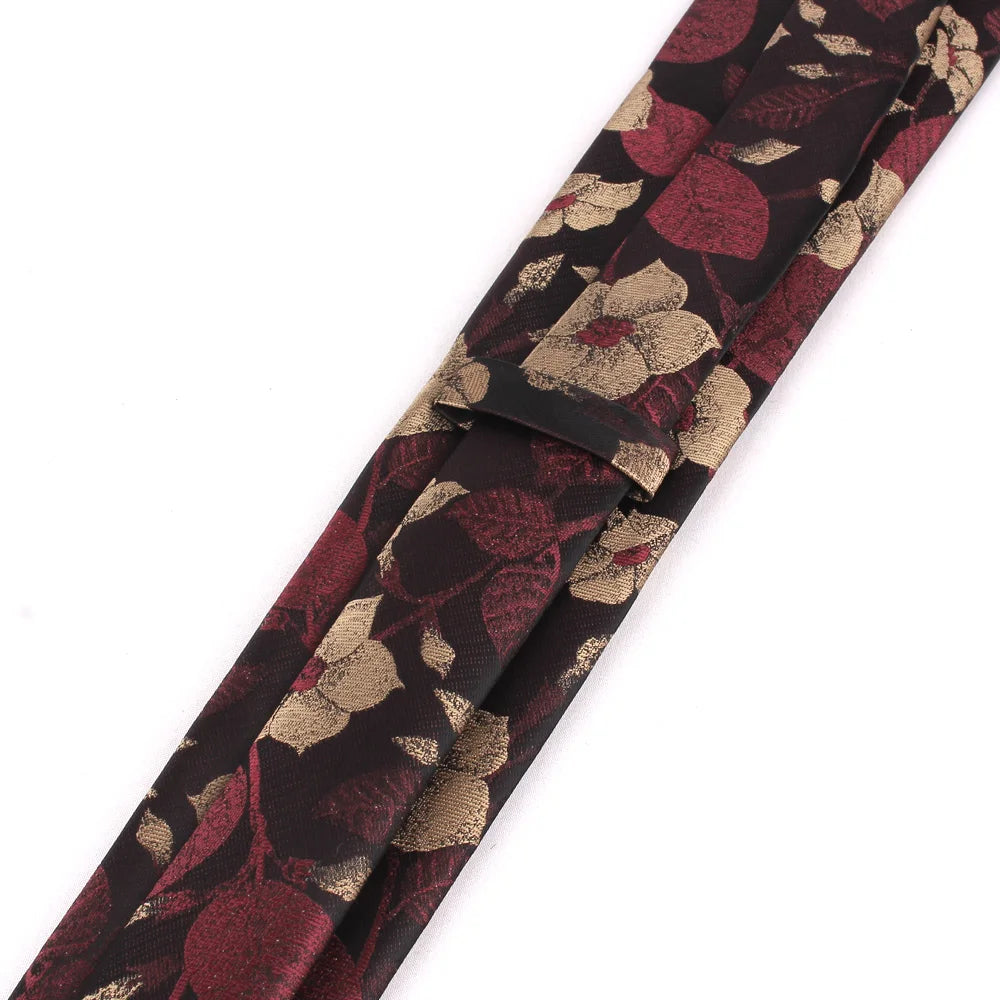 NEW 8cm Wide Tie For Man Jacquard Necktie Luxury Flower Business Neck Tie Suit Cravat Dark Red Ties For Wedding Party Men Gift - Ellianto fashion Men's