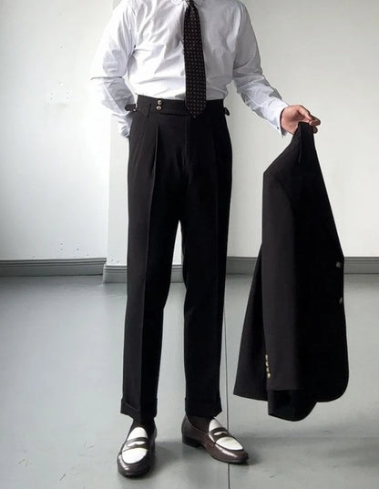 High Waist Slim Fit Business Man Suits Pants Summer 2025 Cheap Elegant Fashion Homme Up Straight Suit Trousers for Men - Ellianto fashion Men's