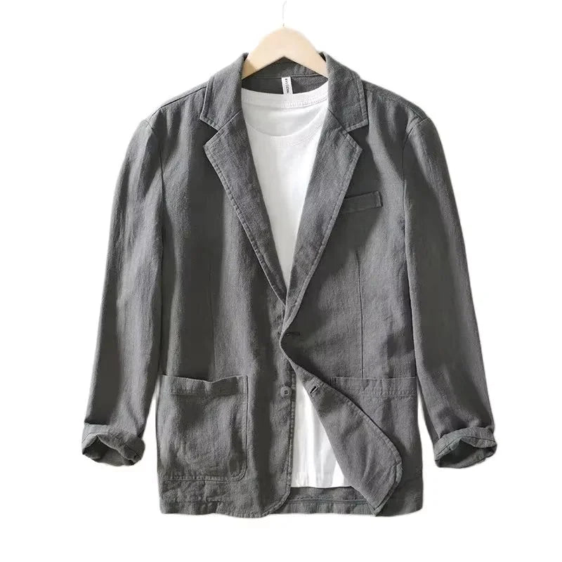 Man Blazer Thin Linen Blazer Mens Summer White Single Suit For Men Cotton Sunscreen Blazer Jacket Men Slim Fit Casual 2025 New - Ellianto fashion Men's