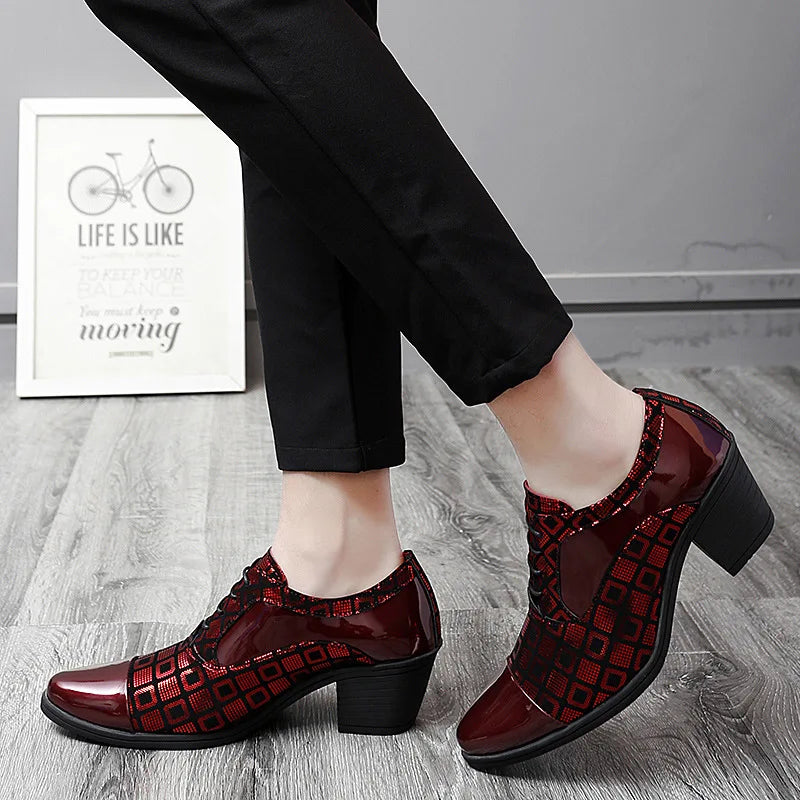 Men Formal Shoes High Heels Business Dress Shoes Male Oxfords Pointed Toe Formal Shoe for Man Luxury Wedding Party Leather Shoe - Ellianto fashion Men's