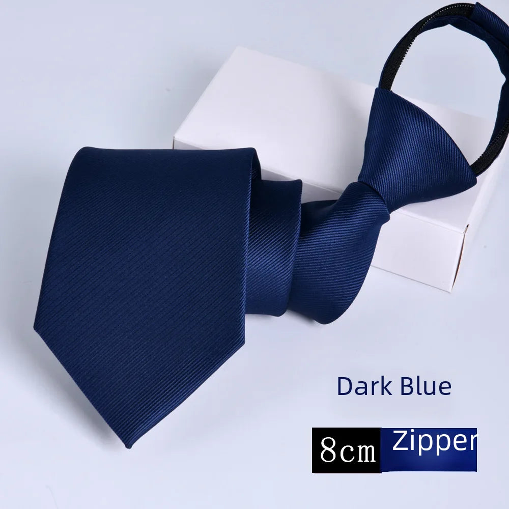 Men's Zip-up Ties Professional Easy-pull Solid Color Wine Red Business Administrative 8cm For Graduation Performances - Ellianto fashion Men's