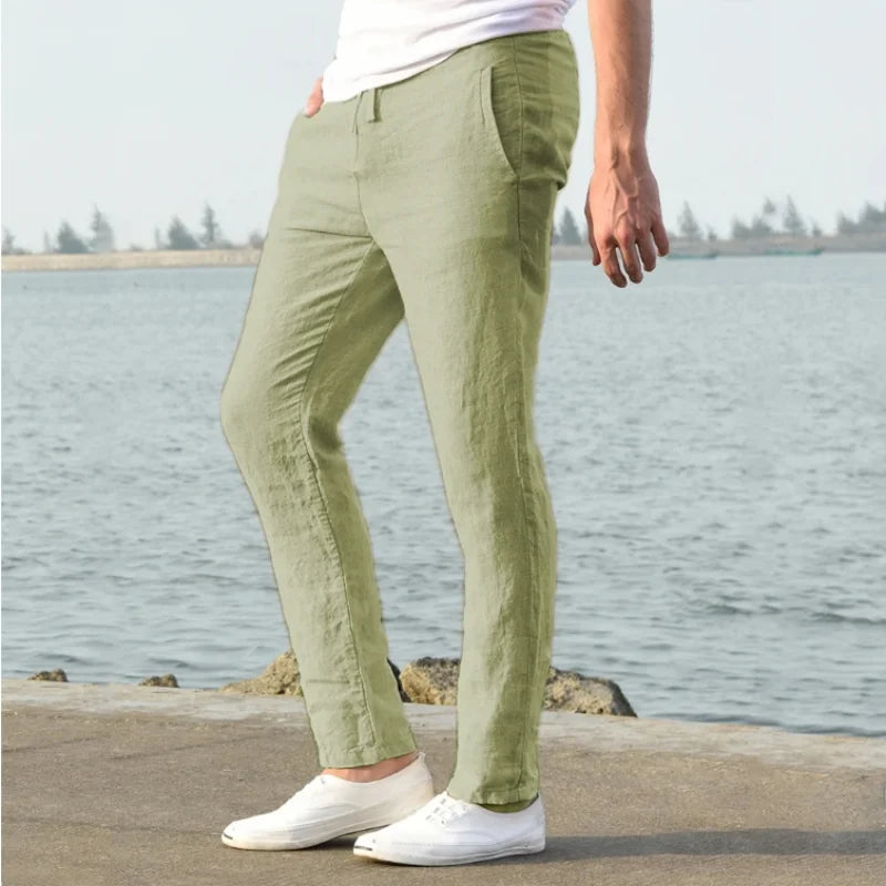 Men's Cotton Linen Pants Joggers Sweatpants Streetwear Breathable Solid Color Linen Trousers Vacation Summer Loose Pants S-5XL - Ellianto fashion Men's