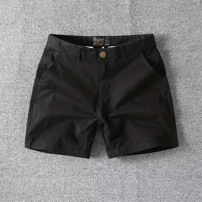 Men’s Summer Cotton Workwear Shorts – Lightweight Slim Straight-Leg Beach Pants with Elastic Waist for Effortless Casual Comfort (Big Sizes Available)