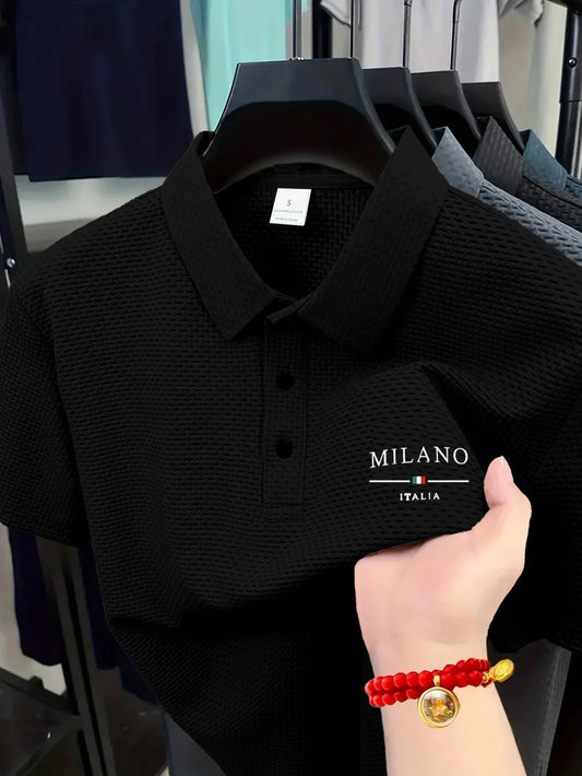 Men's Polo shirt, summer thin lapel short-sleeved, fashionable printed S314MILANO youth casual versatile top - Ellianto fashion Men's