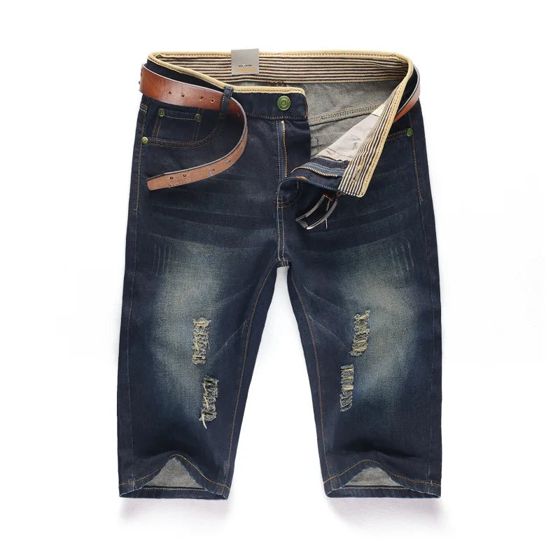 Men’s Summer Denim Pants – Lightweight, Washable, Perforated Comfort with Personalized Casual Style and Mid-Rise Fit