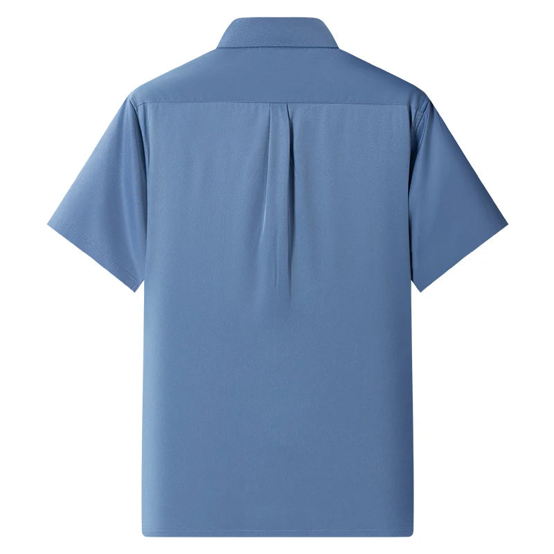 New Anti-Wrinkle Men Shirts Short Sleeves Dress Shirts For Men Slim Fit Camisa Social Business Blouse Pocket White Shirt S-7XL - Ellianto fashion Men's