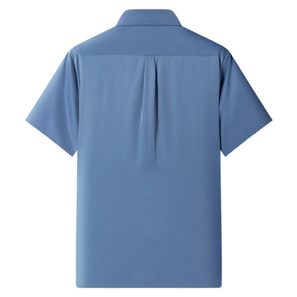 New Anti-Wrinkle Men Shirts Short Sleeves Dress Shirts For Men Slim Fit Camisa Social Business Blouse Pocket White Shirt S-7XL - Ellianto fashion Men's