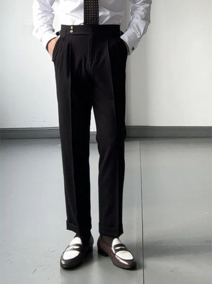 High Waist Slim Fit Business Man Suits Pants Summer 2025 Cheap Elegant Fashion Homme Up Straight Suit Trousers for Men - Ellianto fashion Men's