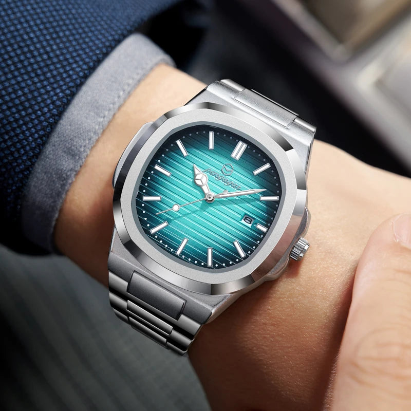 Men Luxury Watch Business Waterproof Male Clock Luminous Date Stainless Steel Square Quartz Men Watch reloj hombre - Ellianto fashion Men's