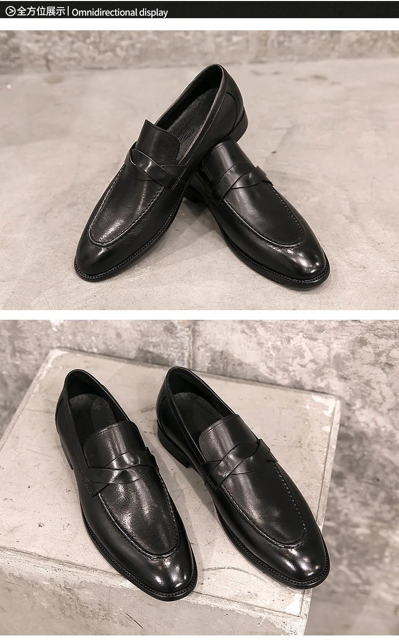 Formal Shoes Men Leather Office Shoes Men Classic Brown Dress Loafers Black Men Elegant Shoes Luxury Chaussure Homme