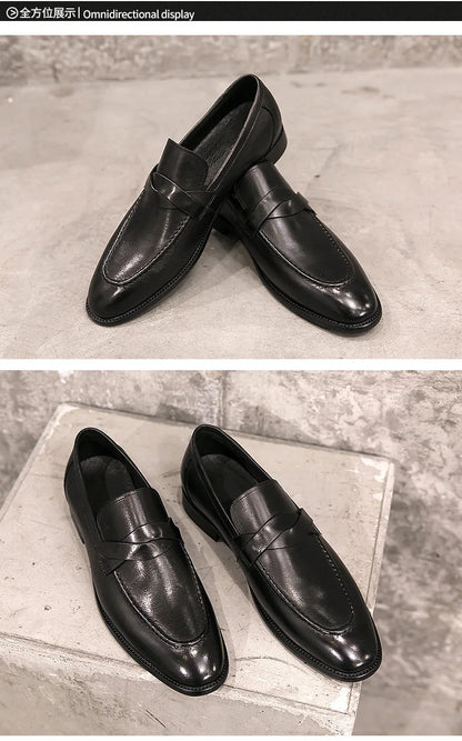 Formal Shoes Men Leather Office Shoes Men Classic Brown Dress Loafers Black Men Elegant Shoes Luxury Chaussure Homme