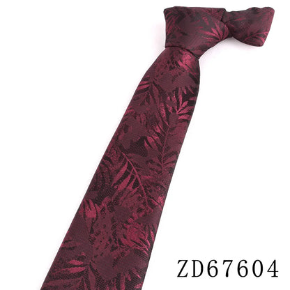 NEW 8cm Wide Tie For Man Jacquard Necktie Luxury Flower Business Neck Tie Suit Cravat Dark Red Ties For Wedding Party Men Gift - Ellianto fashion Men's