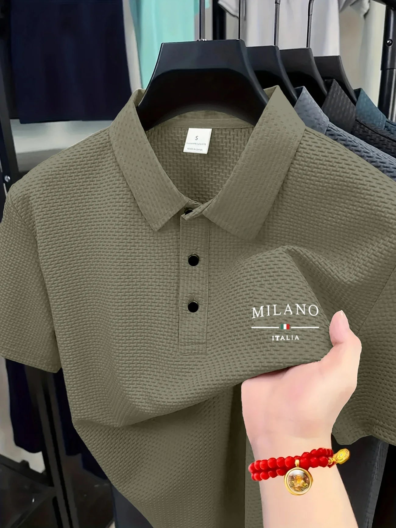 Men's Polo shirt, summer thin lapel short-sleeved, fashionable printed S314MILANO youth casual versatile top - Ellianto fashion Men's