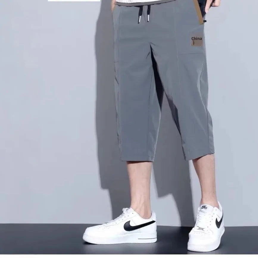 Summer New American Men's Trendy Brand Thin Design Sense Niche Loose Large Size Sport Casual Five-Part Pants - Ellianto fashion Men's