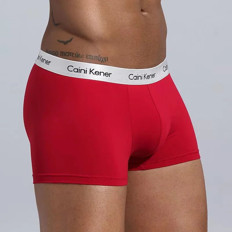 5Pcs/Men's Shorts Brand Underwear Fashion Trend Sexy Boxer Breathable Soft Boxers Men Classic Black Solid Color Underwear Men - Ellianto fashion Men's