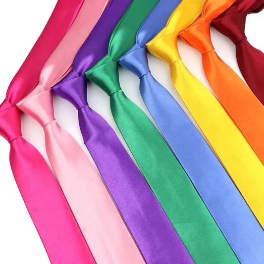 10/12PCS Tie for Men Wholesale 28 Solid Colors Slim Necktie Polyester Satin Cravat Formal Party Ties Fashion Daily Accessory - Ellianto fashion Men's