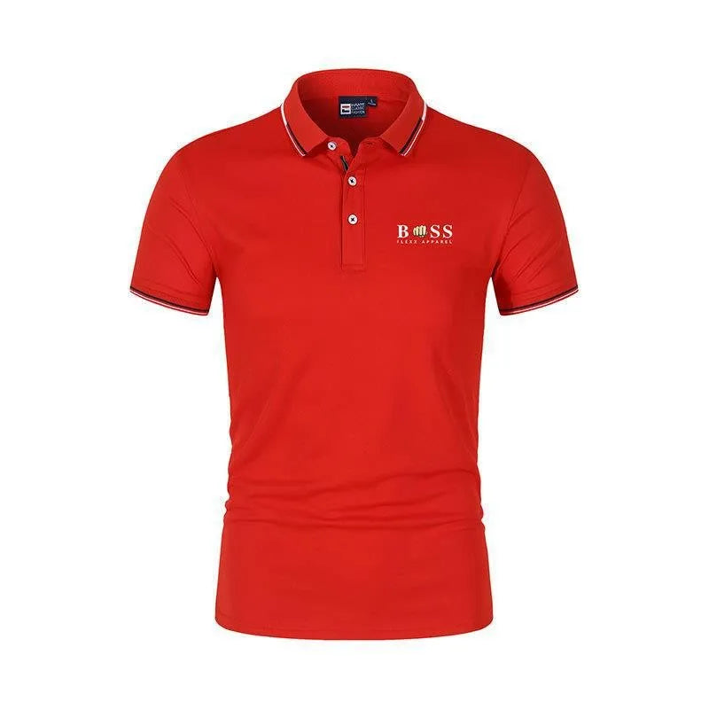 2025 New Fashion BSS FLEXX APPAREL Brand Polo Shirt Men's Summer Standing Neck Slim Fit Solid Color Breathable Casual Men's Polo - Ellianto fashion Men's
