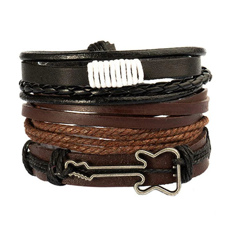 06 2025 Leather Braided Bracelet For Men - Ellianto fashion Men's