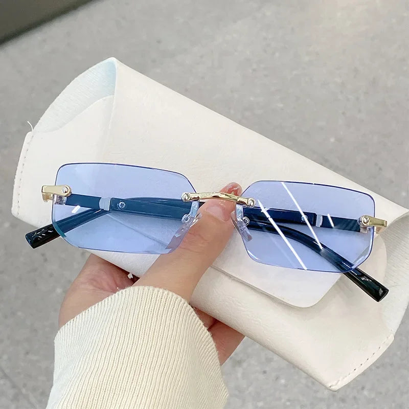 High Definition Sunglasses for Men Ladies Blue Light Blocking Eye Protection Eyewear Rimless Square Frame Eyeglasses Goggle - Ellianto fashion Men's