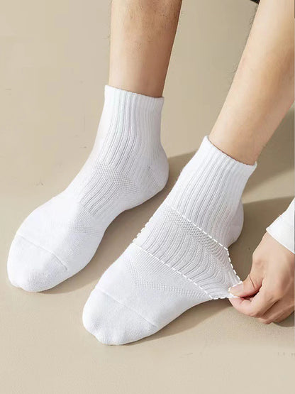 8pairs Men White Solid Color Socks, Korean Style Mid-Tube Fashionable Unisex Summer Sports Long Socks, Couple Socks For Autumn A - Ellianto fashion Men's