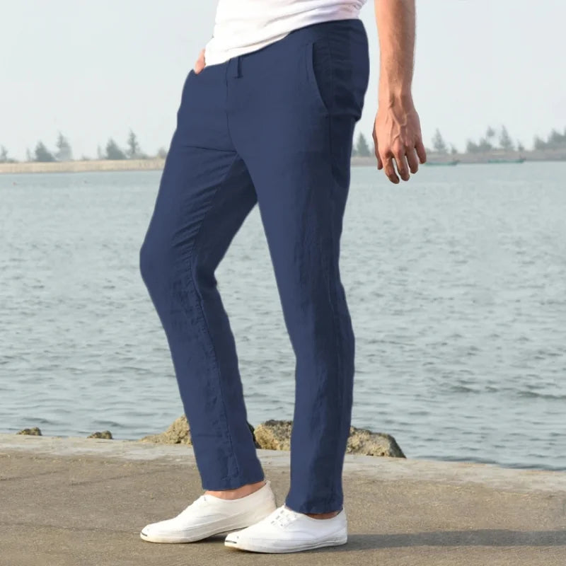 Men's Cotton Linen Pants Joggers Sweatpants Streetwear Breathable Solid Color Linen Trousers Vacation Summer Loose Pants S-5XL - Ellianto fashion Men's