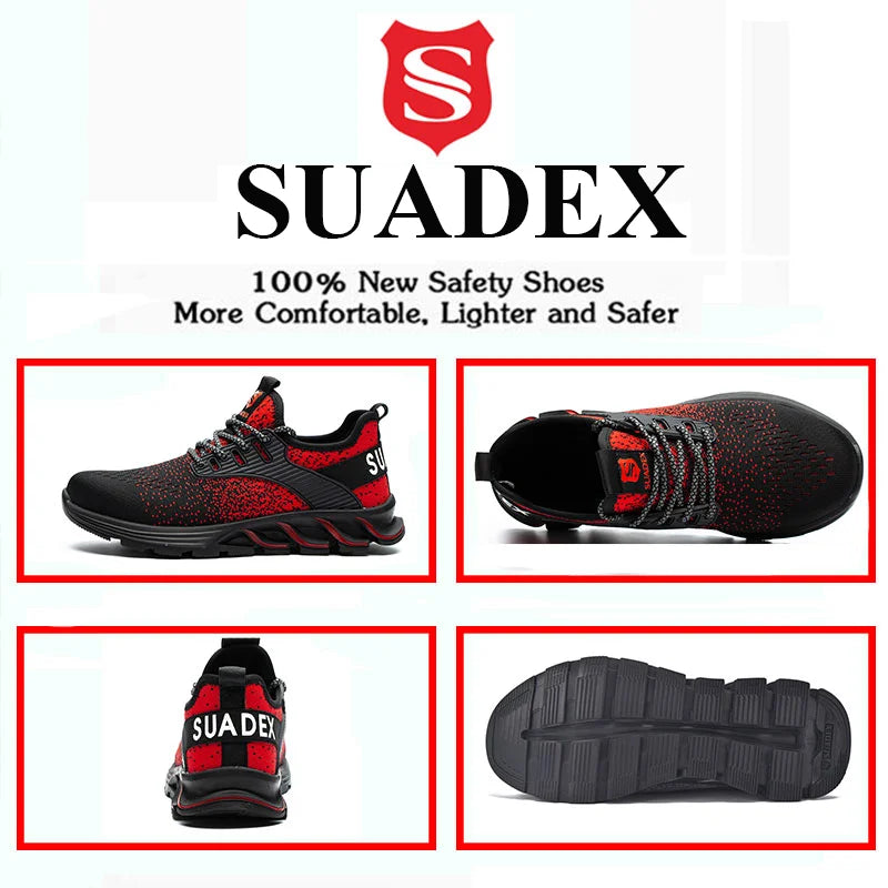 SUADEX Safety Shoes Men Women Steel Toe Boots Indestructible Work Shoes Lightweight Breathable Composite Toe Men EUR Size 37-48 - Ellianto fashion Men's