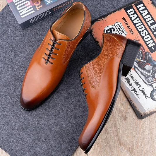 Formal Men's Shoes Fashion Style Men Italian Shoe High Quality Dress Oxfords Handmade Office Party Genuine Leather Business Shoe - Ellianto fashion Men's
