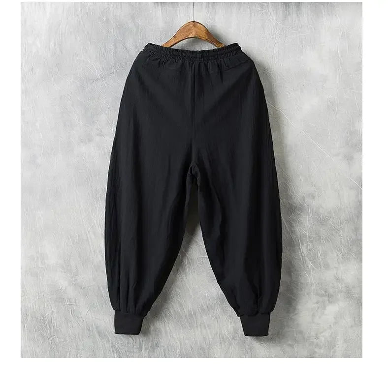 Autumn Men's Linen Casual Pants Loose-fit Trendy Bloomers - Ellianto fashion Men's