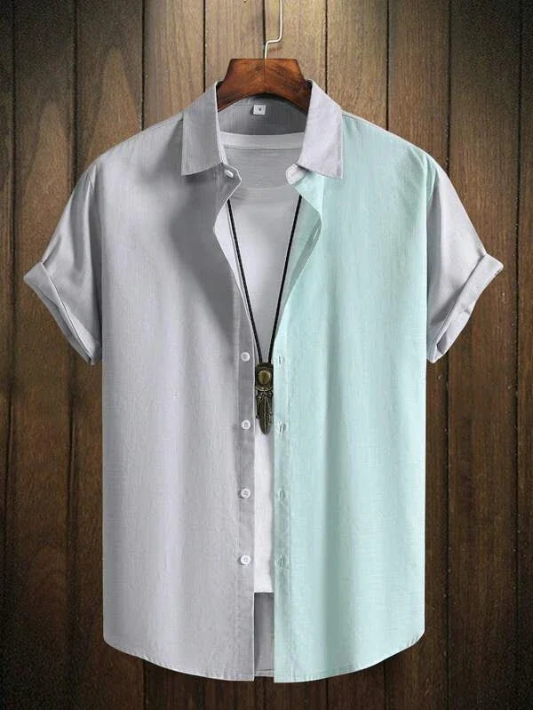 Alternating Striped men's Shirts Summer Minimalist Shirts Beach Casual Style Short Sleeved Shirt Men's Hawaii Vacation Shirt - Ellianto fashion Men's