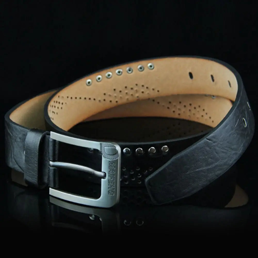 Simple Leather Men's Belt Luxury High Quality Classic Buckle Business Cowboy Vintage Waistband Alloy Belts - Ellianto fashion Men's