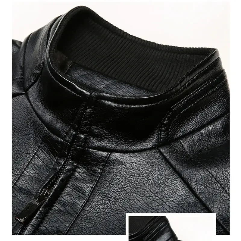brand Vintage Leather Jacket Streetwear Casual Blazer Jackets Man Outerwear Men Leather Suit Jacket Men Slim Fit Coats - Ellianto fashion Men's