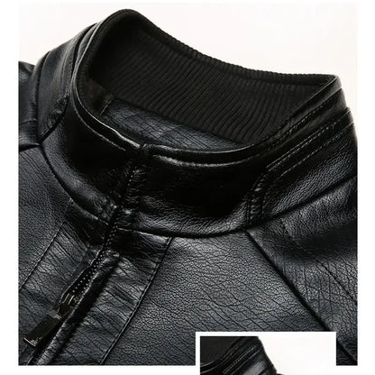 brand Vintage Leather Jacket Streetwear Casual Blazer Jackets Man Outerwear Men Leather Suit Jacket Men Slim Fit Coats - Ellianto fashion Men's