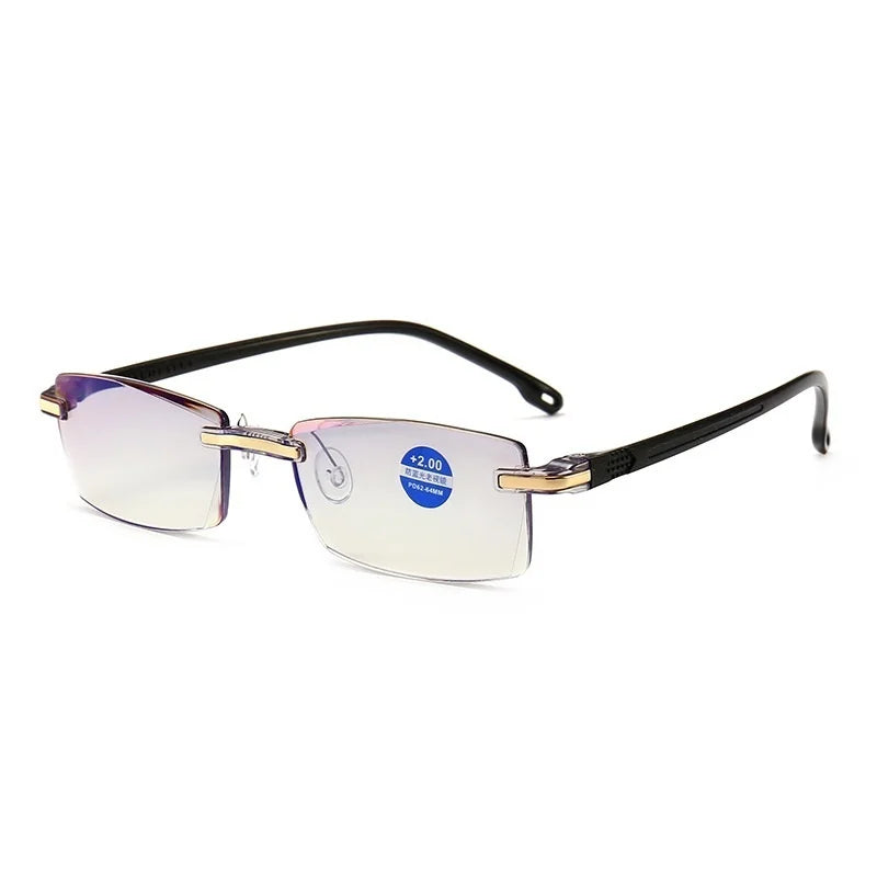 Frameless Square Reading Glasses for Men Women's Anti Blue Light Computer Eyeglasses Far Sight Presbyopia Reader Glasses Women - Ellianto fashion Men's