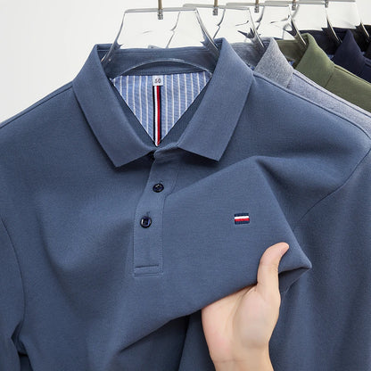 2025 New Men's Casual and Fashionable Embroidered Long Sleeved Polo Shirt Comfortable Breathable and Versatile Summer Top - Ellianto fashion Men's