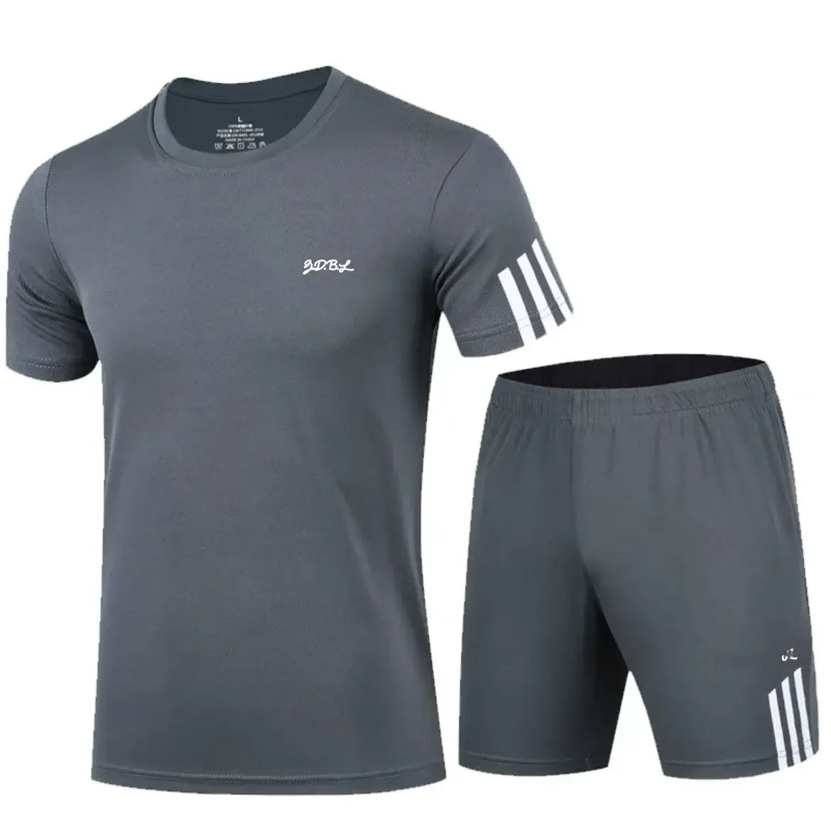 2025 Summer New Men's Round Neck Short Sleeve Casual Loose-fit Quick Dry Breathable Sports Suit - Ellianto fashion Men's