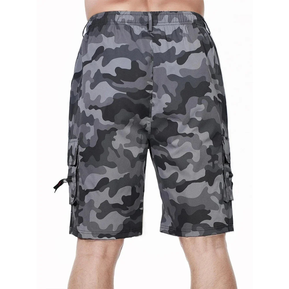 Men's Shorts Loose Large Size Multi-Pocket Overalls Summer Comfortable Elastic Waist Pants Outdoor Casual Sports Beach Pants - Ellianto fashion Men's